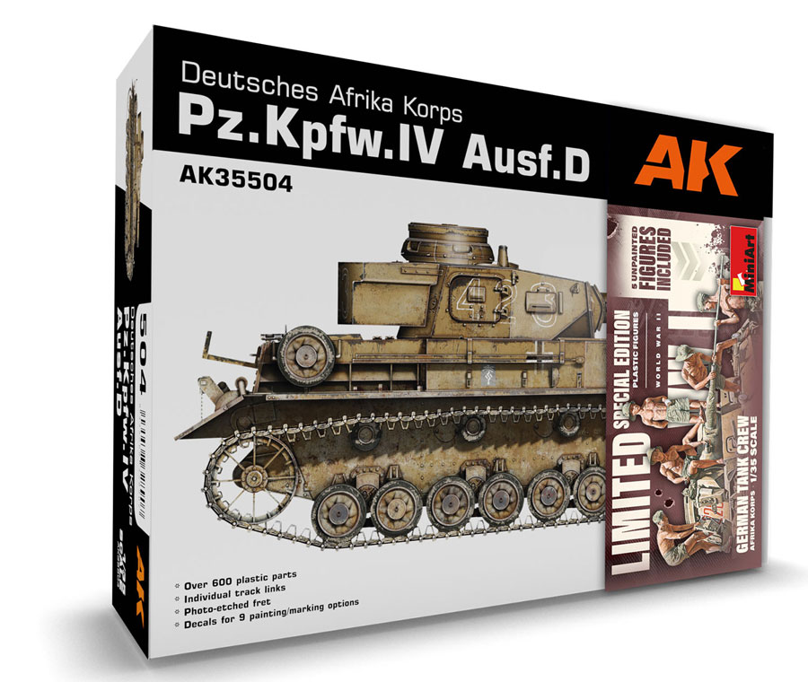 1/35 ドイツ軍 IV号戦車 D型 DAK 戦車兵フィギュア5体付属【AK35504-B:8435568337848】