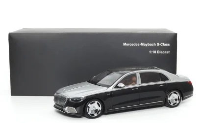 820120 ALMOST REAL 1/18 Mercedes-Maybach S-Class-2021-Hightech Silver/Obsidian Black
