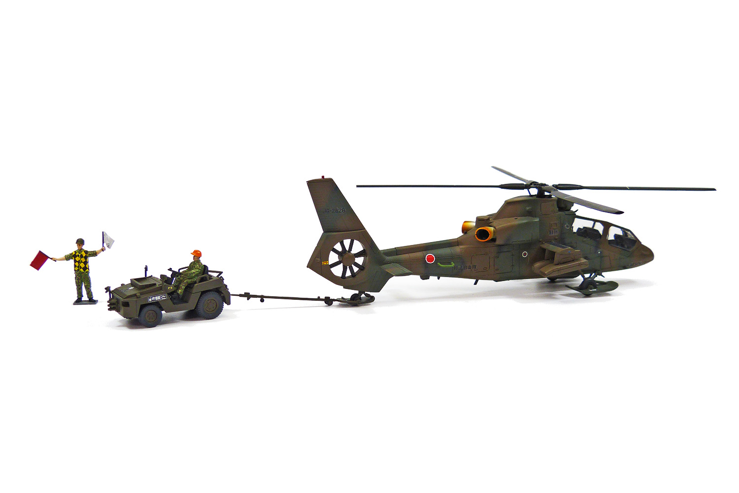 1/72 航空機 陸上自衛隊 観測ヘリコプター OH-1 & トーイングトラクターセット