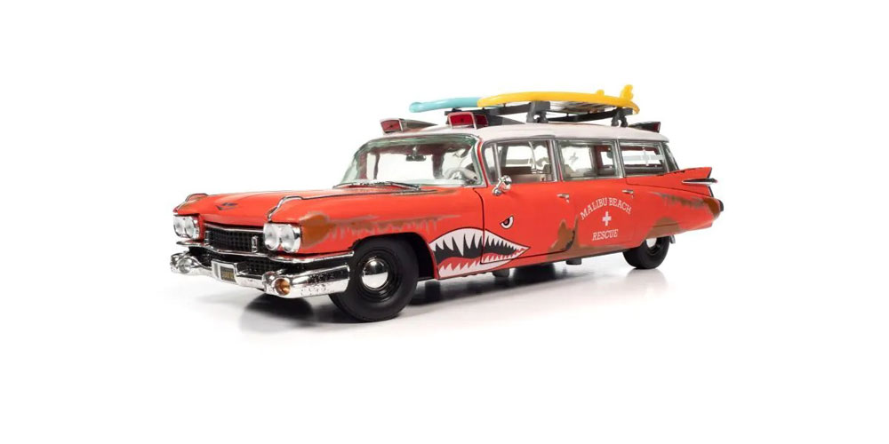 AW312 AUTOWORLD 1/18 1959 キャディラック エルドラド 救急車 'Surf Shark' レッド/ホワイト