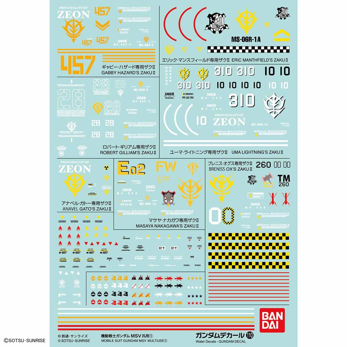 ガンダムデカールNo.110 HG 1/144 機動戦士ガンダムMSV汎用1