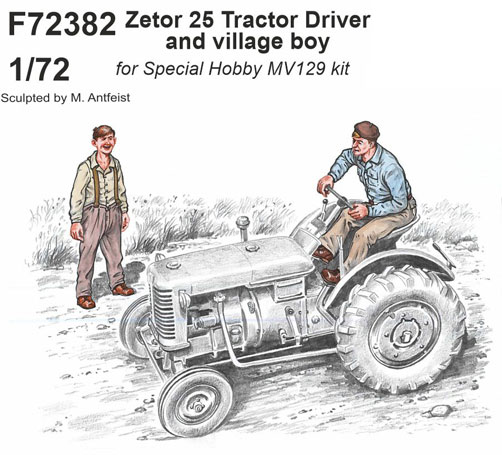 CMKレジン ゼトル（Zetor）25型トラクター用運転手&村の少年