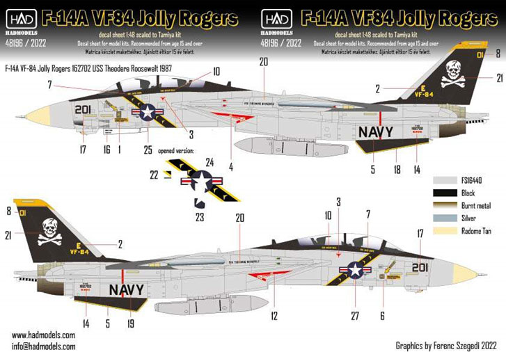1/48 F-14A VF-84 ｢ジョリーロジャーズ｣#201 2022年エディション (タミヤ用)