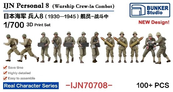 1/700 日本海軍 フィギュアセット 8 (艦船乗組員、装填手 1930～1945)