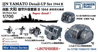 1/700 日本海軍 戦艦 大和用ディテールアップ セットB 1944年 バリューパック