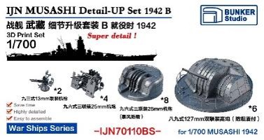 1/700 日本海軍 戦艦 武蔵用ディテールアップ セットB 1942年 バリューパック
