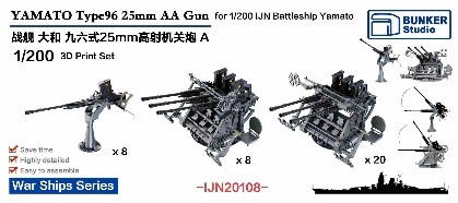 1/200 日本海軍 九六式二十五粍単装 & 三連装機銃セット A