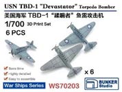 1/700 米海軍 TBD-1 デバステーター(6機セット)