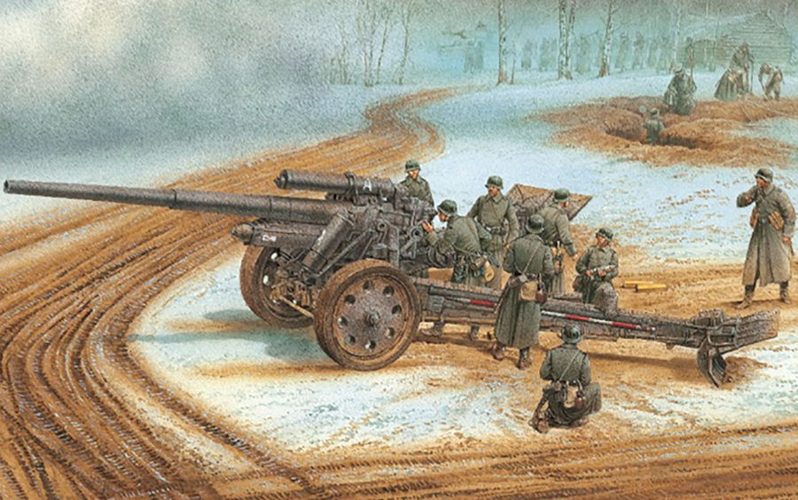 1/35 WW.II ドイツ軍 10cm sK18カノン砲 アルミ砲身/フィギュア付属