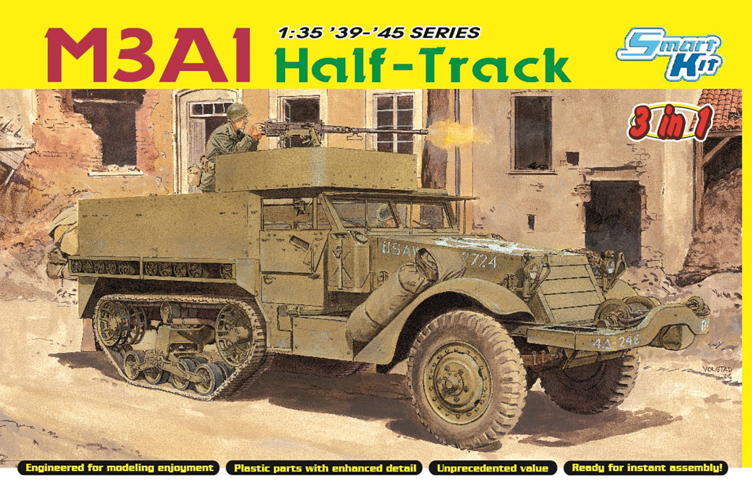 1/35 WW.II アメリカ軍 M3A1 ハーフトラック 3in1 フィギュア/装備品付属【DR6332F:4545782113891】