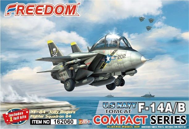 FRE162060 フリーダムモデルキット コンパクトシリーズ:F-14A/B トムキャット/ボムキャット 米海軍 VF-84 ジョリーロジャーズ 2 in 1