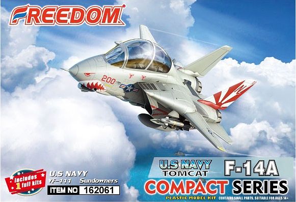 FRE162061 フリーダムモデルキット コンパクトシリーズ:F-14A トムキャット 米海軍 VF-111 サンダウナーズ 2 in 1 (限定版)