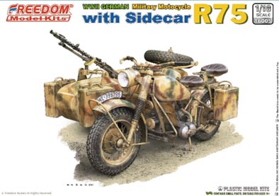 1/16 WW.Ⅱ ドイツ R75 オートバイw/サイドカー