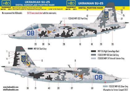 1/48 Su-25 フロッグフット｢ウクライナデジタル迷彩 ｣塗装マスクシール (ズべズダ用)