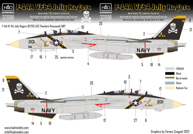1/32 F-14A ジョリーロジャーズUSS セオドア・ルーズベルトデカール(タミヤ用)