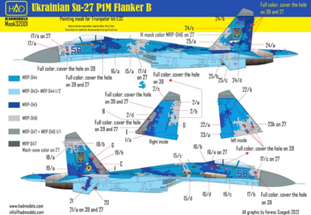 1/32 Su-27P1M フランカーB｢ウクライナ デジタル迷彩｣塗装マスクシール (トランぺッター用)
