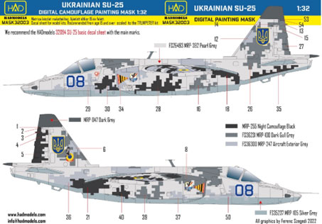 1/32 Su-25 フロッグフット｢ウクライナデジタル迷彩 ｣塗装マスクシール (トランぺッター用)