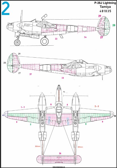 1/48 P-38J 機体リベットデカール(タミヤ用)