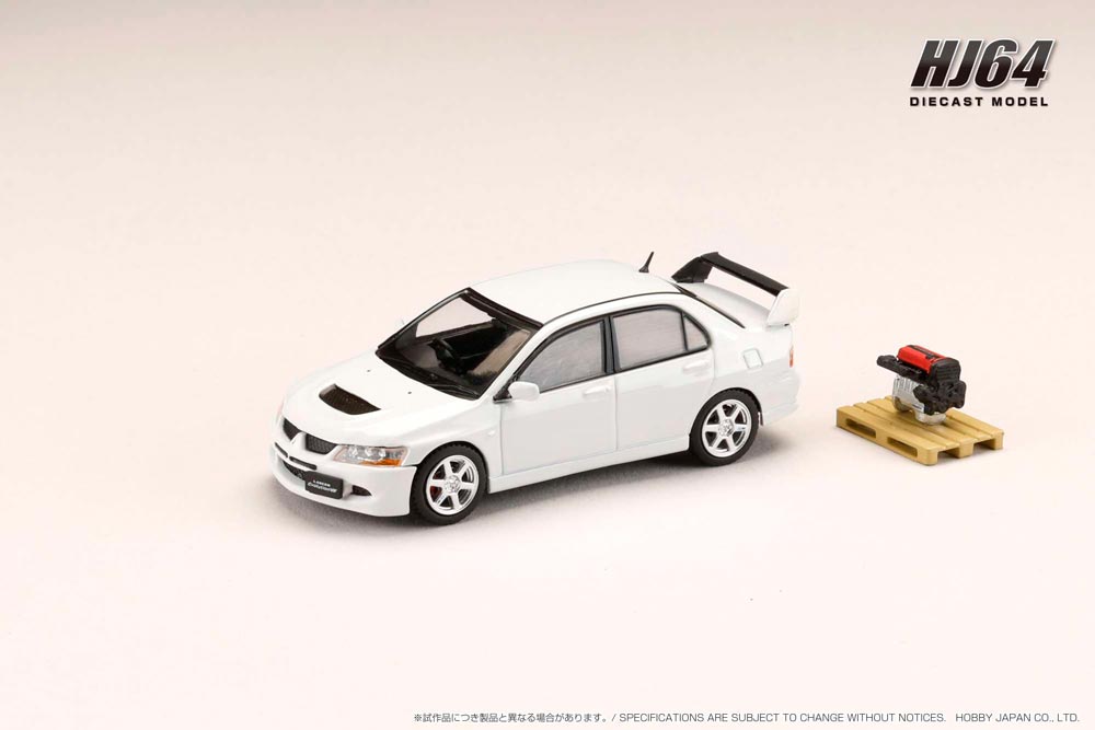 1/64 三菱ランサー GSR EVOLUTION 8 エンジンディスプレイモデル付き ホワイトソリッド