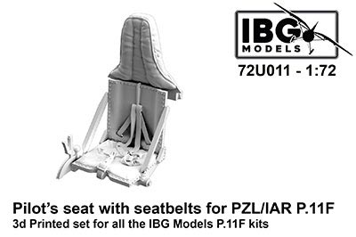 PZL/IAR P.11F用パイロットシート・3DプリントIBG用(72U011)