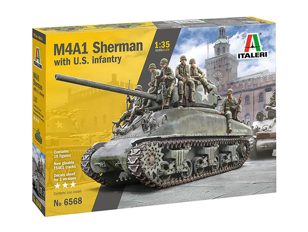 1/35 WW.II アメリカ軍 M4A1 シャーマン アメリカ軍歩兵 10体付属