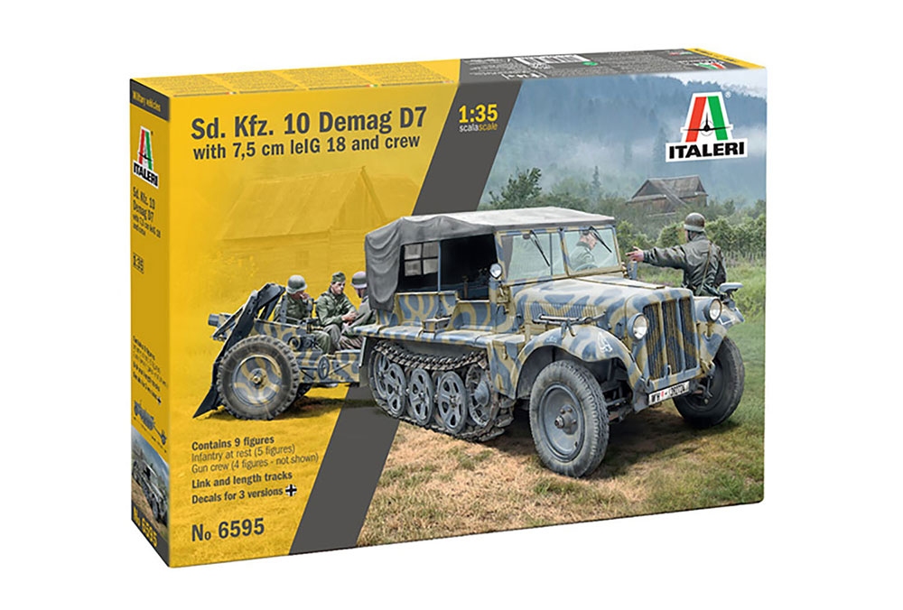 1/35 WW.II ドイツ軍 Sd.Kfz.10 デマーグ D7 & 7.5cm lelG4 18 歩兵砲 砲兵 9体付属