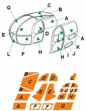 1/72 アルエットⅢ ヘリコプター 塗装マスクシール (LFモデル用)