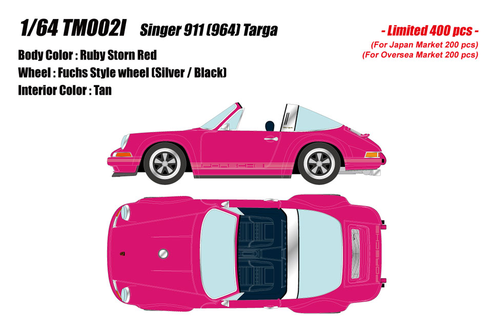 TM002I Titan64 1/64 Singer 911 （964） Targa ルビーストーンレッド