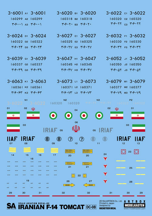 DC-08 1/72 イラン空軍F-14トムキャット用 デカール