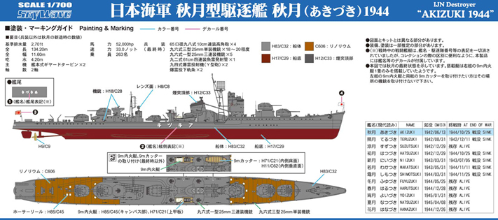 W241 日本海軍 秋月型駆逐艦 秋月 1944