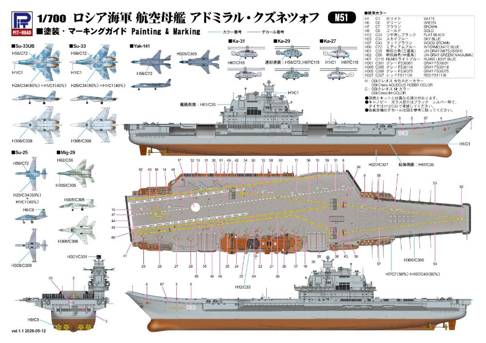 ロシア海軍 航空母艦 アドミラル・クズネツォフ【M51:4986470023366