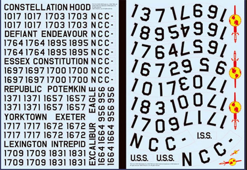 1/350 スタートレック 宇宙大作戦 U.S.S.エンタープライズ NCC-1701用 登録番号デカール