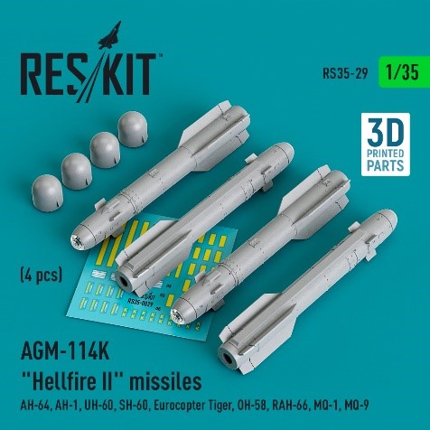 1/35 AGM-114K ヘルファイアⅡミサイル(4個入)