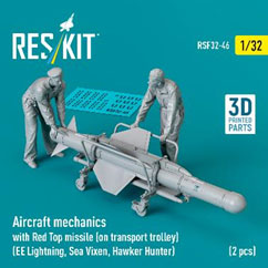 1/32 イギリス軍 整備兵w/レッドトップミサイル & 台車 (2体入)