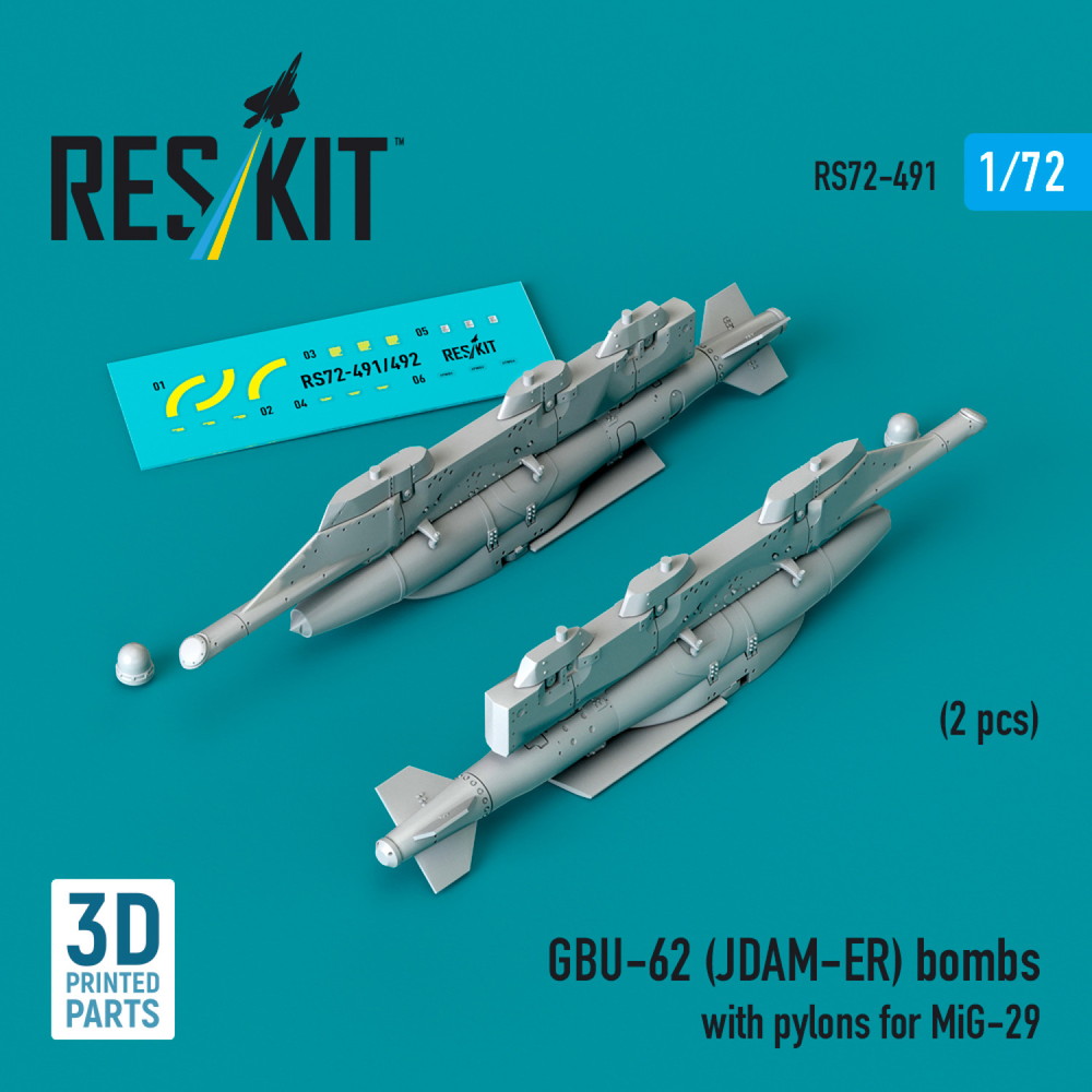 1/72 GBU-62 JDAM-ER 爆弾 w/MiG-29用パイロン (2個入)