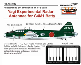 1/72 一式陸上攻撃機 11型用試作八木レーダーアンテナw/デカール