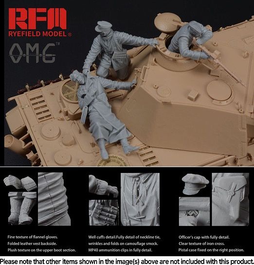 RFMOM35001 ライフィールド 1/35 ドイツ戦車兵セット「銃弾に倒れた兵士」レジン製フィギュア3体入り