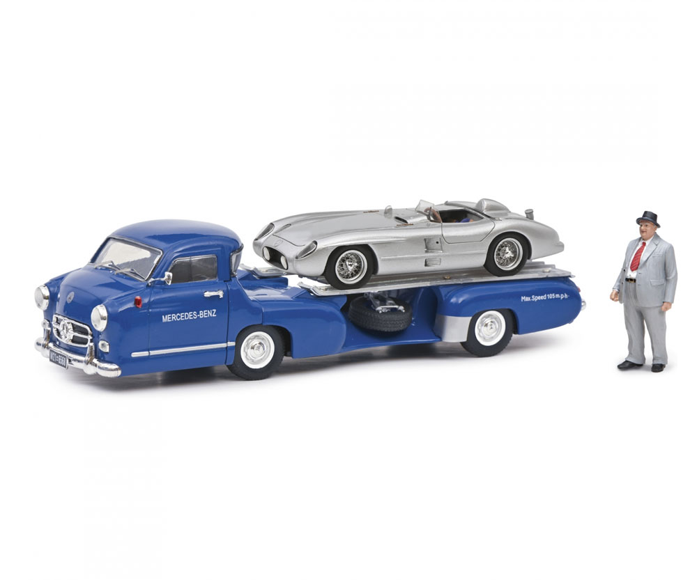 450376800 1/43 MB Schnelltransporter Blaues Wunder with MB 300 SLR with Figurine
