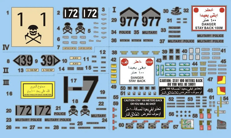 HMMWV M1114用デカールセット (4種類,車両本体&装備品用)