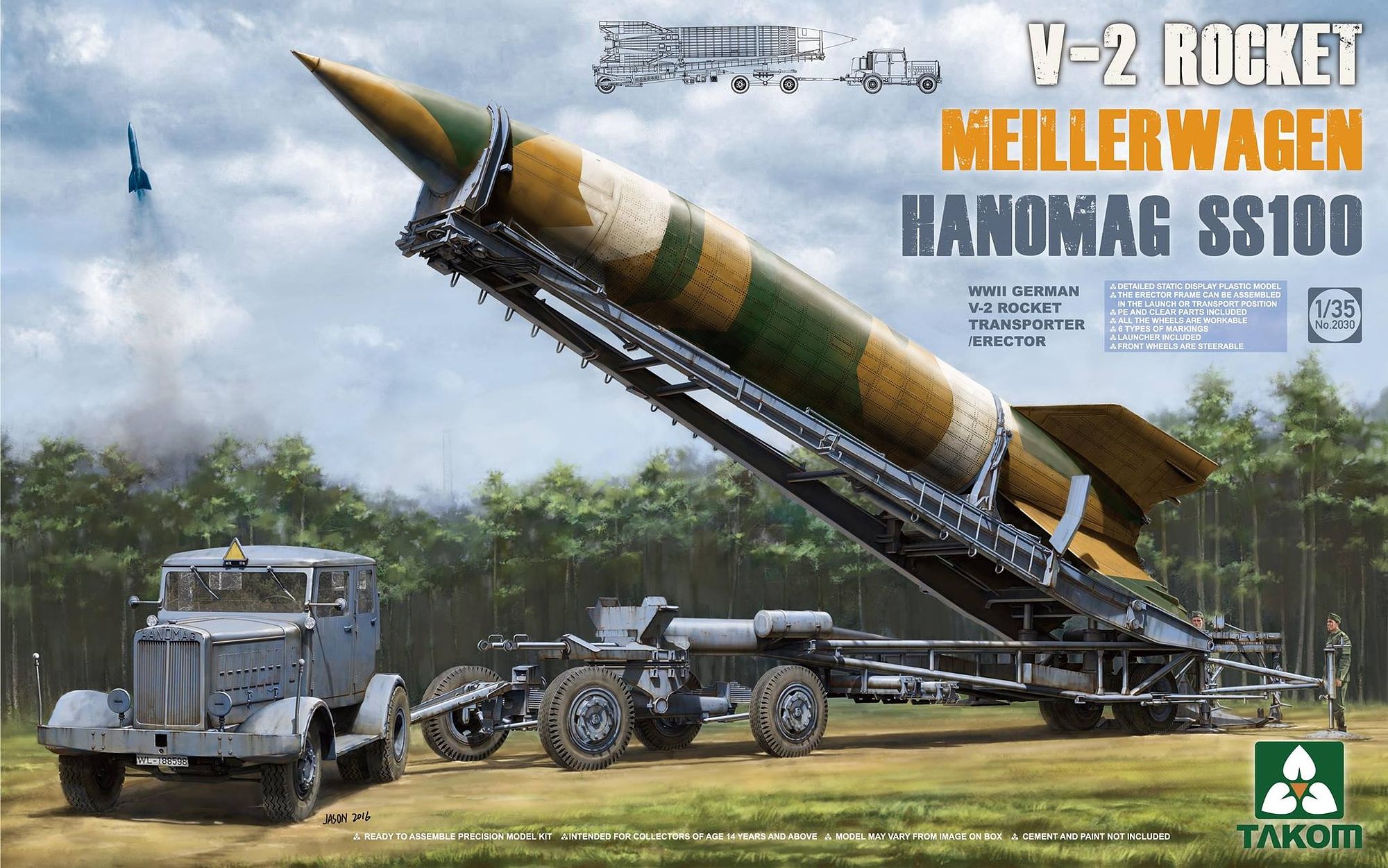 TKO2030 タコム 1/35 WWII ドイツ V2ロケット＋ロケット運搬/発射台兼用車「メイラーワーゲン」＋ハノマーグSS100トラクター