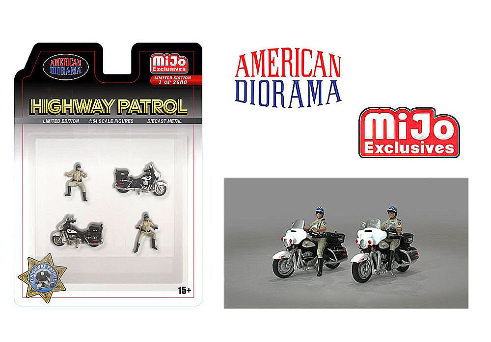AD-64529MJ ターマックワークス 1/64 Figure Set - Highway Patrol Police Motorcycles