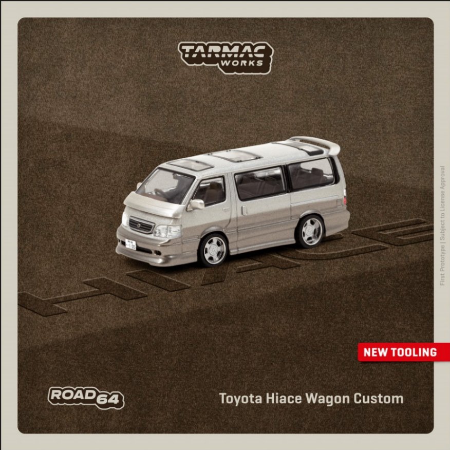 T64R-078-BR ターマックワークス 1/64 Toyota Hiace Wagon Custom Silver / Brown