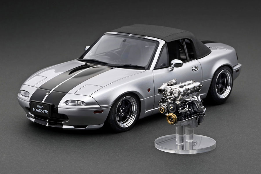 IG3202 1/18 Eunos Roadster （NA） Silver With Engin ※1/18 NA6CEエンジン付
