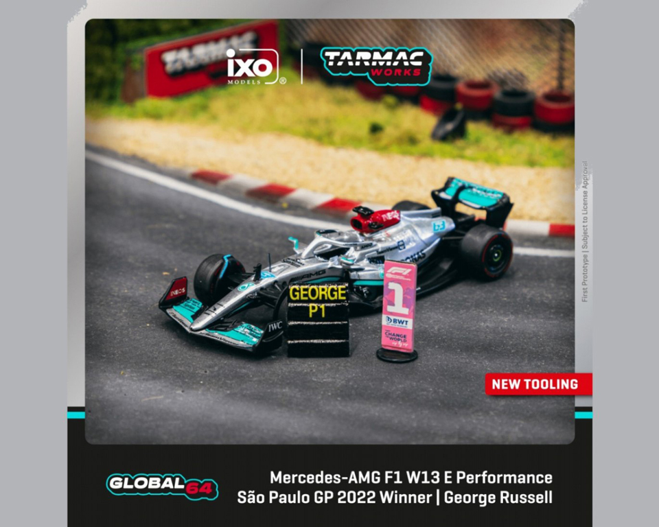 T64G-F044-GR1 ターマックワークス 1/64 Mercedes-AMG F1 W13 E Performance Sao Paulo Grand Prix 2022 Winner